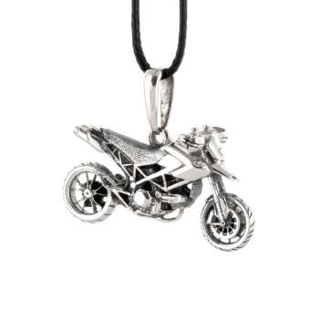 Кастомный кулон из серебра Crazy Silver Мотоцикл Ducati Hypermotard 019-007