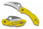 Spyderco Dragonfly 2, Yellow FRN handle, H1 Steel, Full Serrated, Hawkbill-1