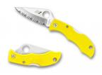 Spyderco Ladybug 3, Yellow FRN handle, H1 Steel, Full Serrated-1