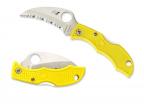 Spyderco Ladybug 3, Yellow FRN handle, H1 Steel, Full Serrated, Hawkbill-1