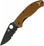 Складной нож Spyderco Tenacious, Brown G10 Handle, Black Blade, Part Serrated-1