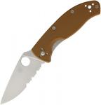 Складной нож Spyderco Tenacious, Brown G10 Handle, Part Serrated-1