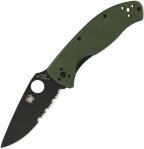 Складной нож Spyderco Tenacious, Green G10, Black Blade, Part Serrated-1