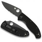 Складной нож Spyderco Tenacious, Black G10 Handle, Black Blade, Part Serrated-1